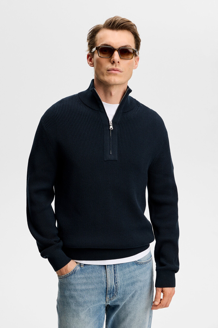 pull alex à demi-zip en maille