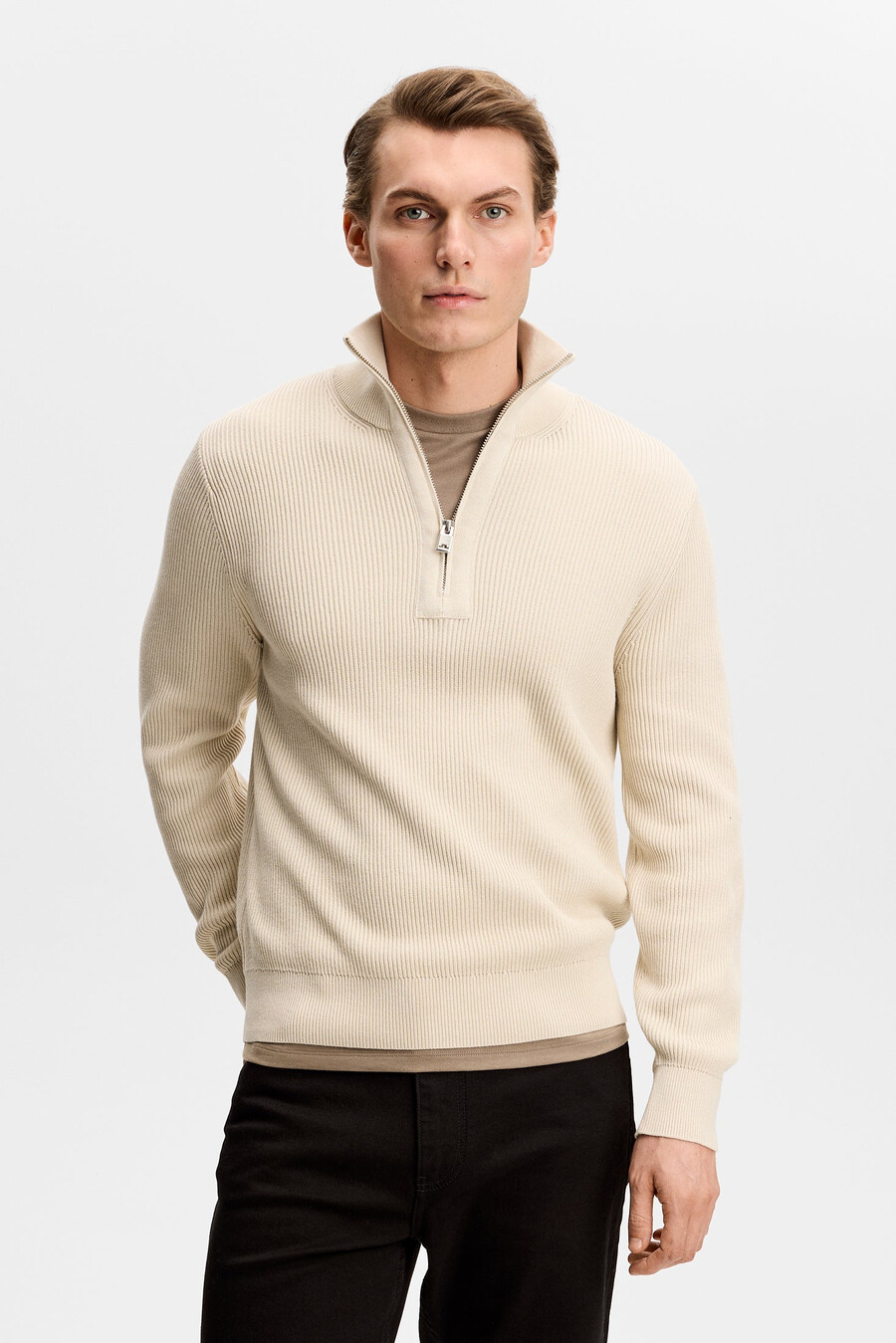 pull alex à demi-zip en maille