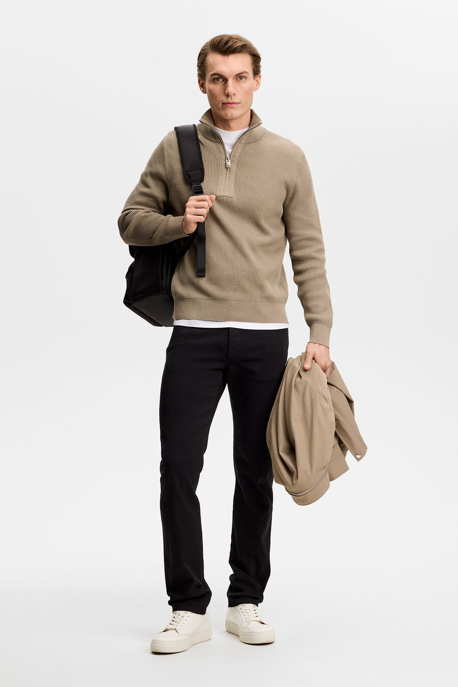 pull alex à demi-zip en maille