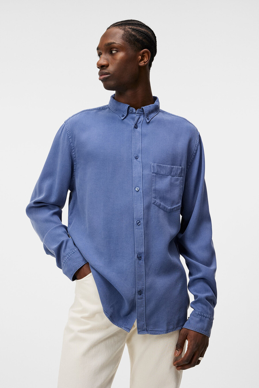 chemise à manches longues en tencel à structure régulière