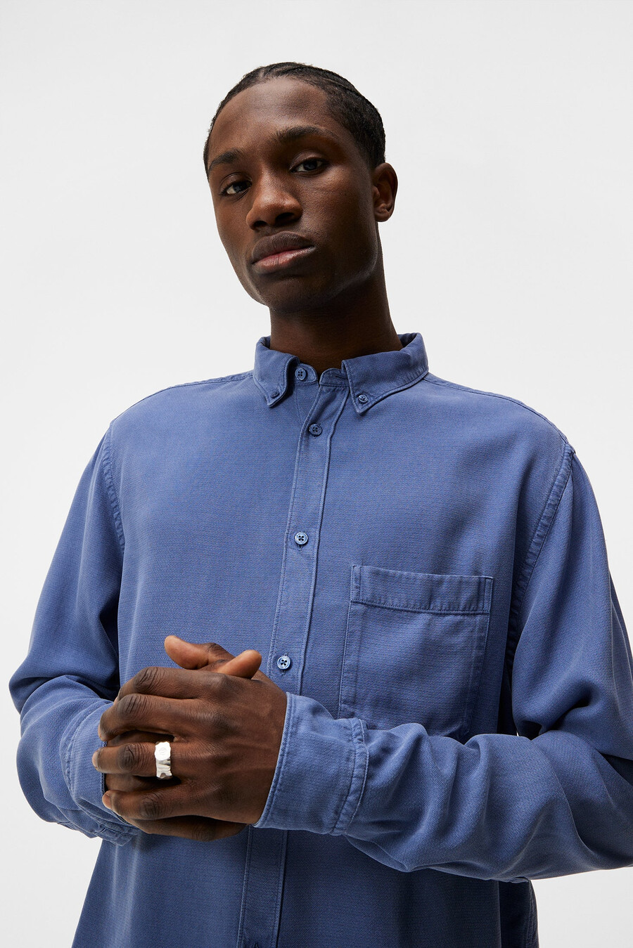 chemise à manches longues en tencel à structure régulière