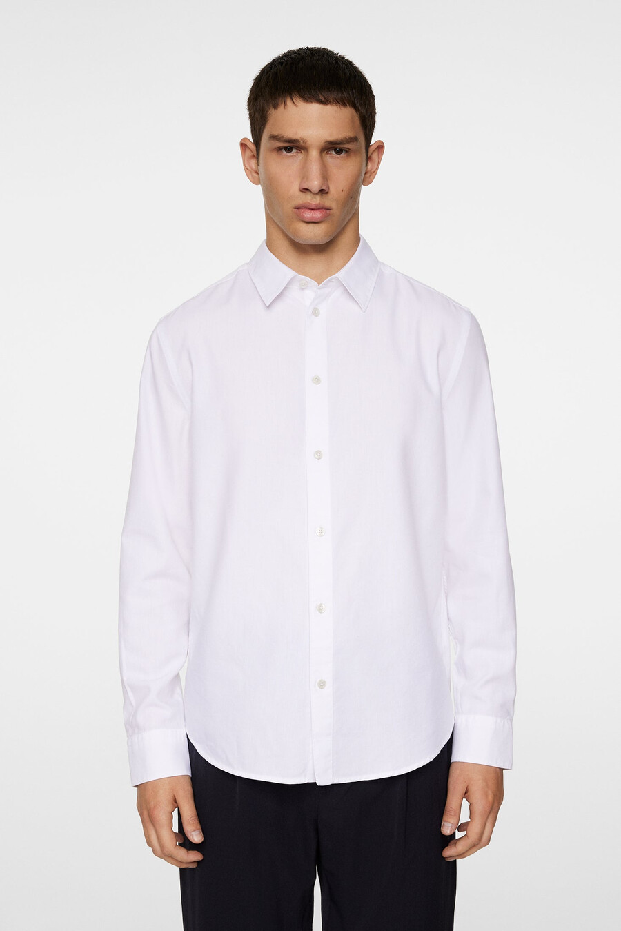 chemise slim à manches longues en coton tencel
