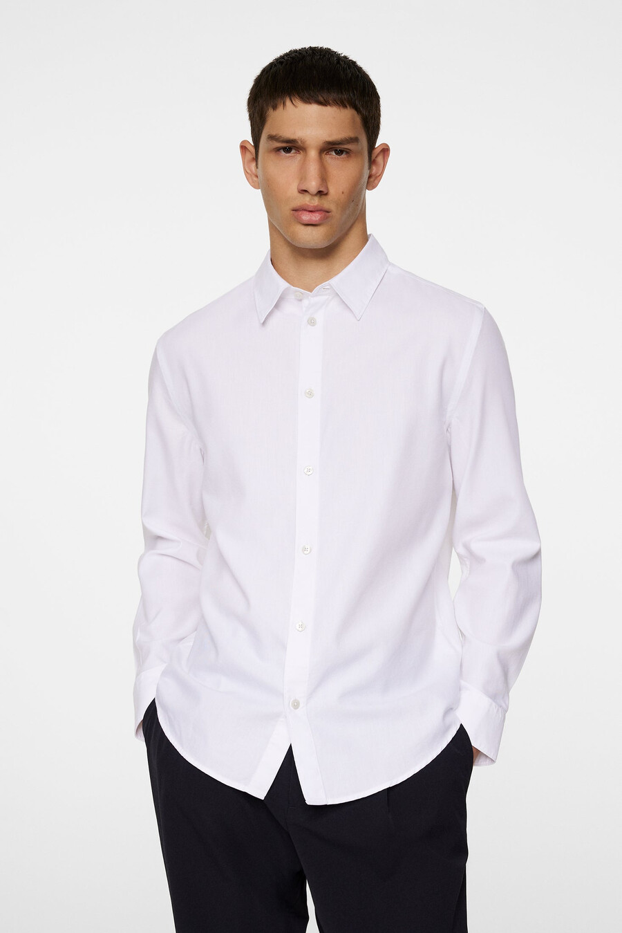 chemise slim à manches longues en coton tencel
