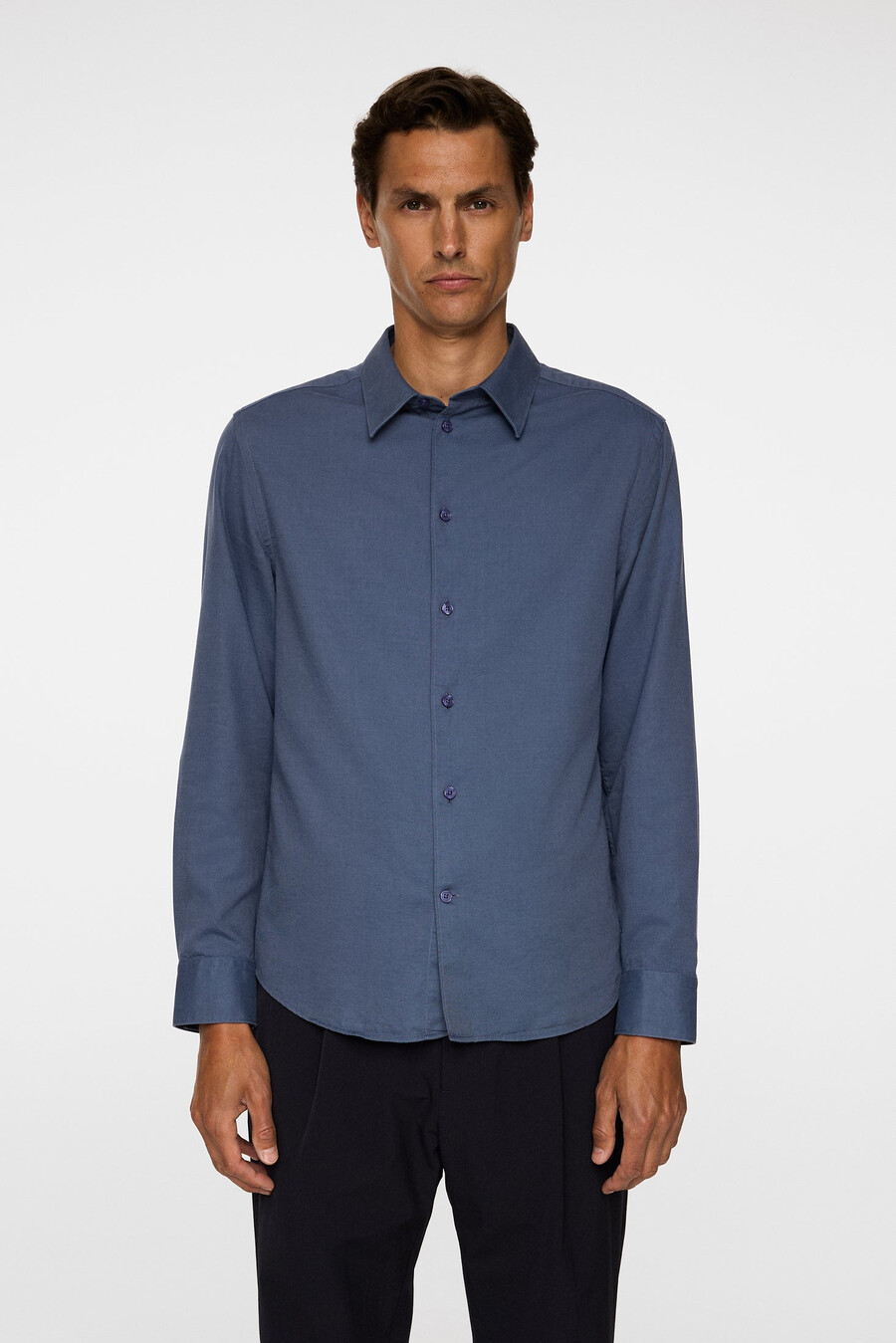 chemise slim à manches longues en coton tencel