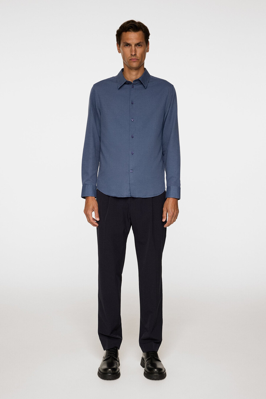 chemise slim à manches longues en coton tencel