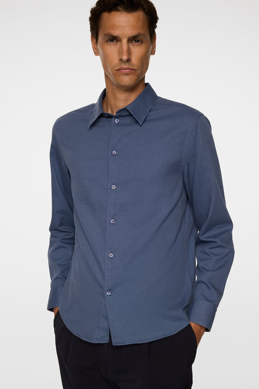 chemise slim à manches longues en coton tencel